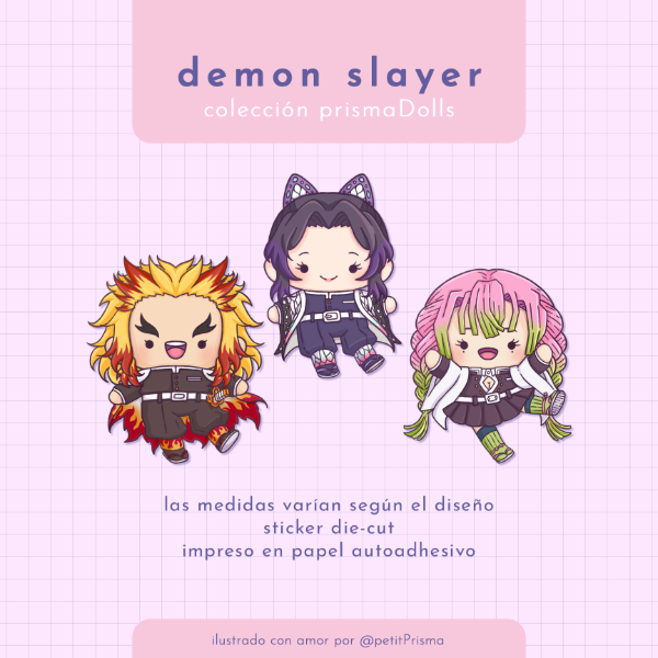 Producto - Sticker de papel "Kimetsu no Yaiba" (Colección prismaDolls)