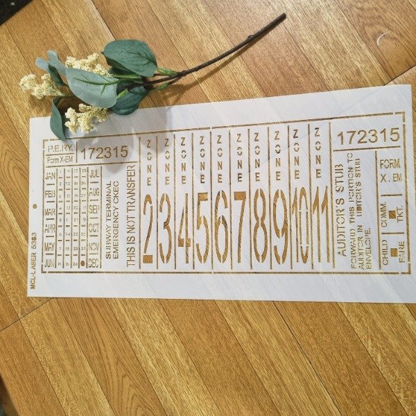 Producto - St 5383 de 40x20 cm Stencil ticket antiguo industrial