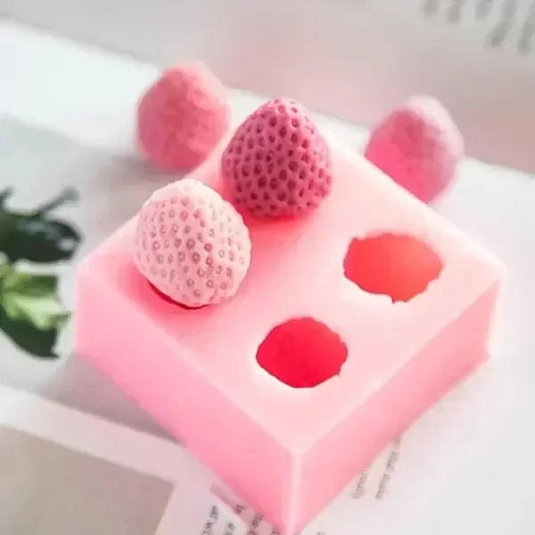 Producto - Molde silicona 4 frutillas grandes 3D - 2
