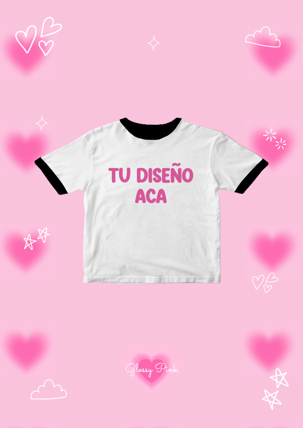Personaliza tu baby tee con detalles en negro en DTF