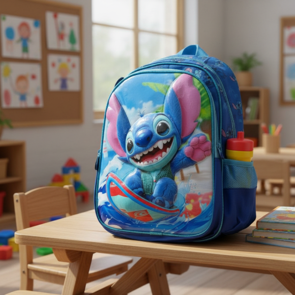 Producto - Mochila Escolar Stitch 3d Relieve 16p 40cm Vuelta Al Cole