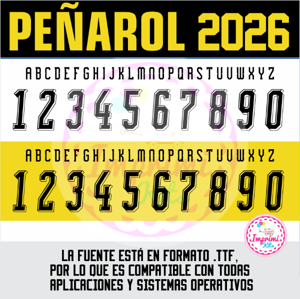 Producto - Tipografia Peñarol 2026 Camiseta Ttf Otf Numeros Dorsal DTF