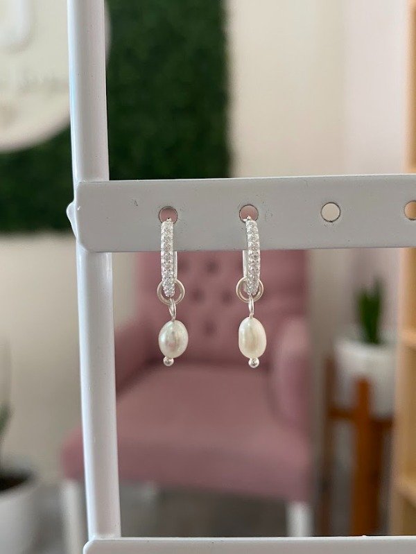 Producto - Argollas colgantes perla