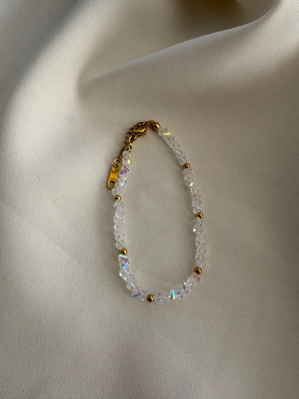 Producto - Pulsera cristales tornasol - Acero doraod
