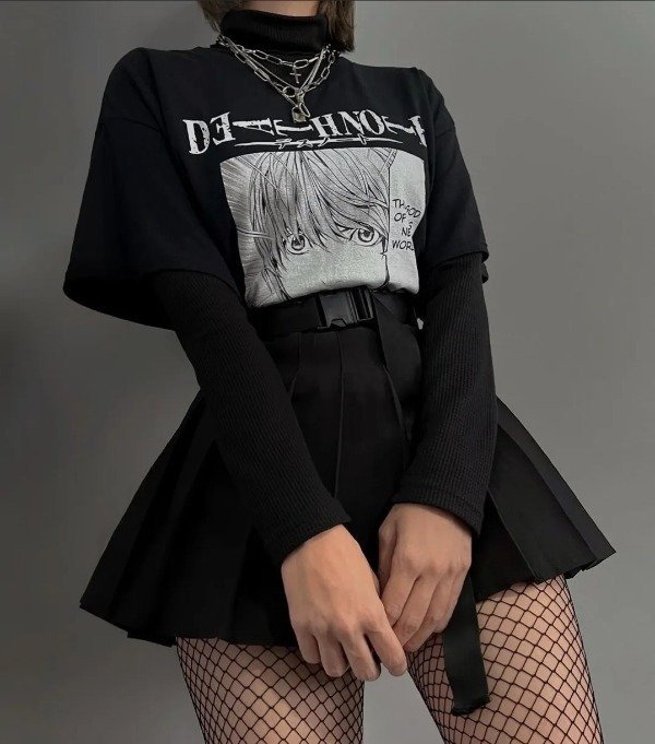 Producto - Pollera tableada lisa negra