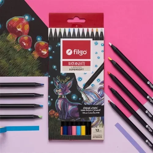 Producto - Lapiz Color Filgo Supersoft Black / White X12 Filgo