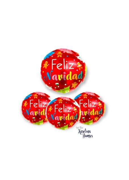 Producto - Globo Redondo Navidad Rojo Pinito y Jengibre 18"