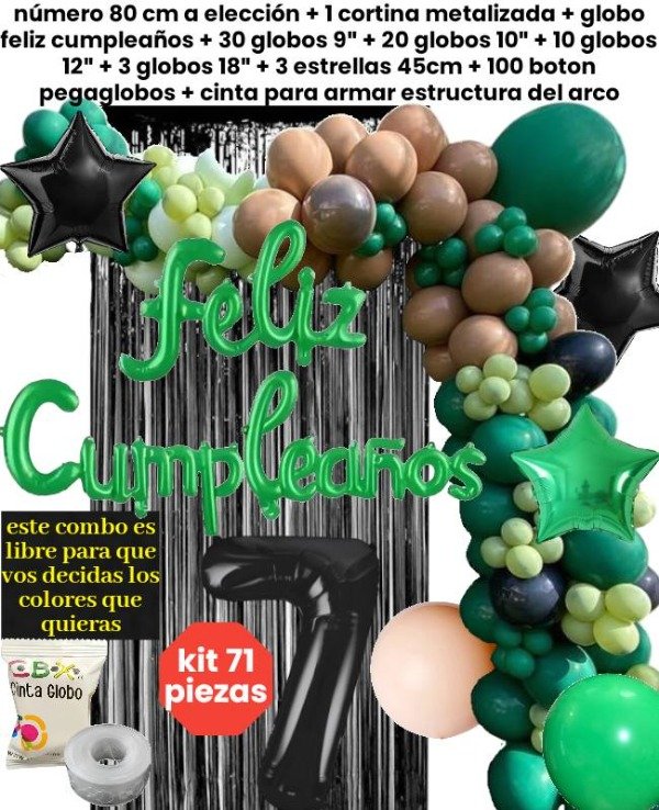 Producto - Kit 71 piezas globos marrón verdes