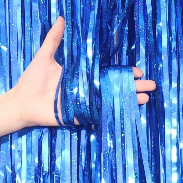 Producto - Cortina lluvia holografica color azul