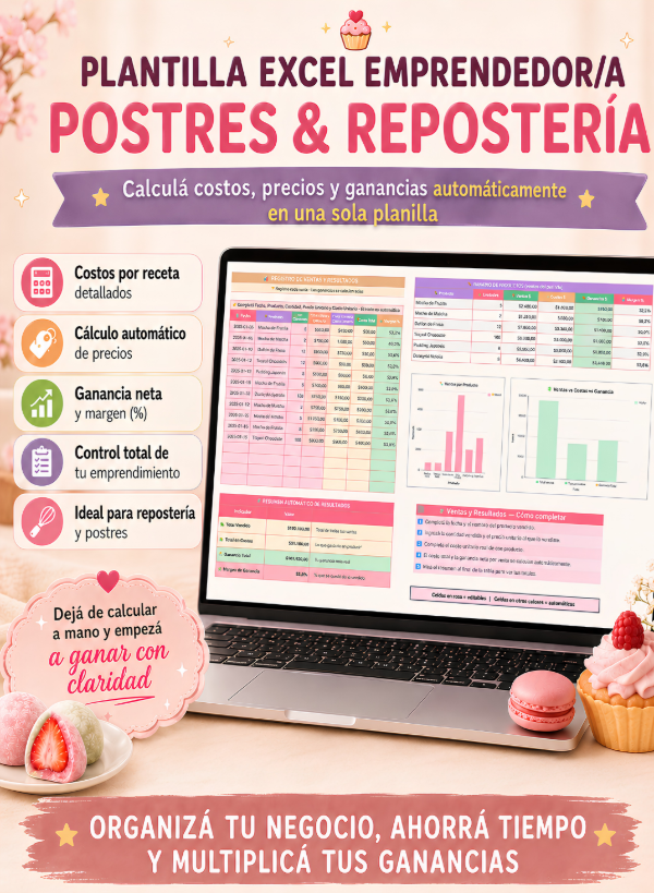 Producto - EXCEL PARA EMPRENDEDORES/AS REPOSTEROS/AS