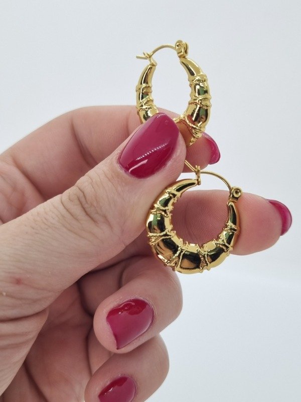 Producto - Aros acero dorado argollita inflada mod atad