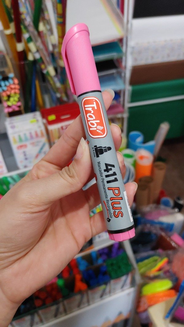 Producto - Marcador Permanente Trabi 411 Punta Redonda Rosa