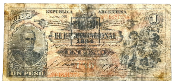 Producto - 1 Peso Banco Nacional (C/ resello 1894) - (Areco - Marín) S.1091 F