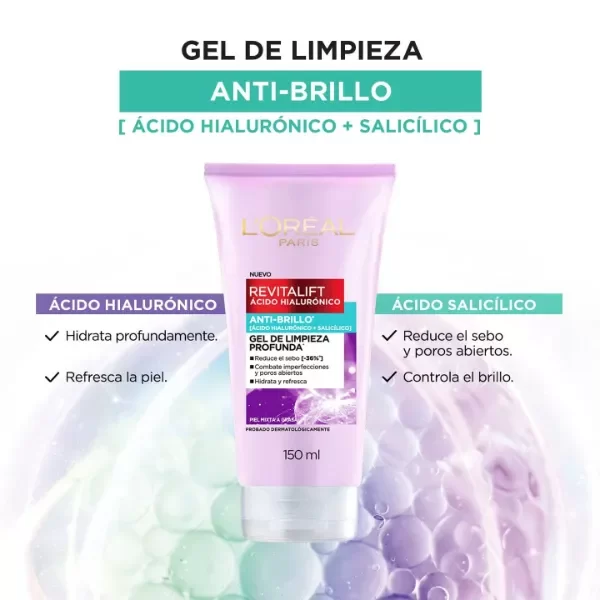 Producto - GEL LIMPIEZA FACIAL AC. HIALURONICO ANTI BRILLO (PIEL GRASA) - LOREAL