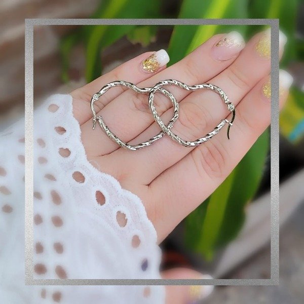Producto - Aros Argollas corazon labrada