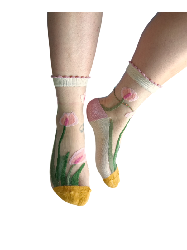 Producto - MEDIAS IMPORTADAS DE TUL BORDADO - tulipanes - rs/vde/beig
