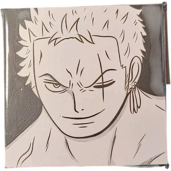 Producto - Cuadro Zoro One Piece Blanco y Negro Kerito 12x12cm Otorii Store