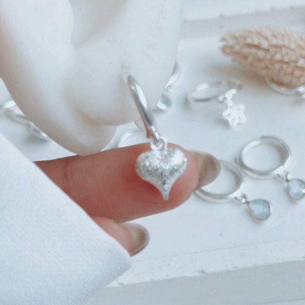 Producto - Aros Argolla Laminados Corazón Plata 925