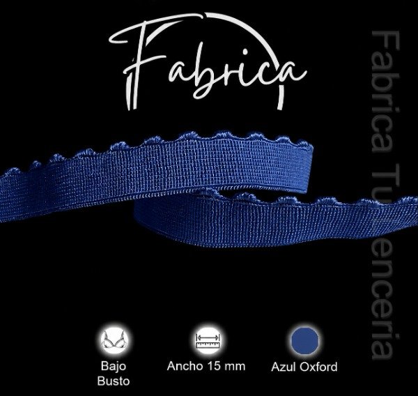 Producto - Bajo Busto Ondas Azul Oxford 15mm nylon (1 metro)