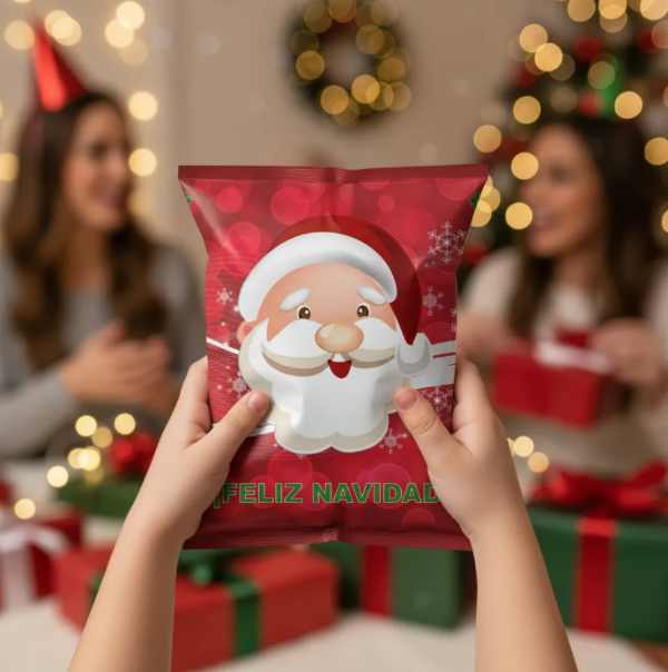 Producto - Kit Imprimible X6 Chip Bag Felices Fiestas Navidad