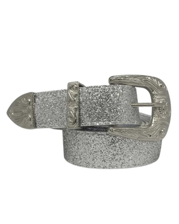 Producto - Cinto texano plateado glitter
