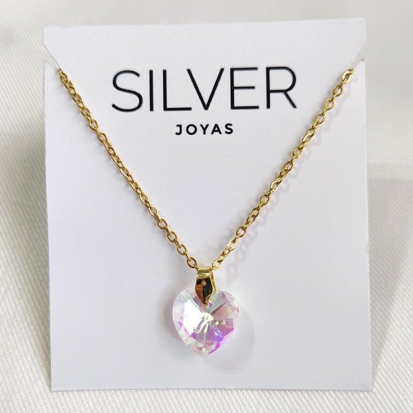 Producto - Collar corazón rosa tornasolado AD