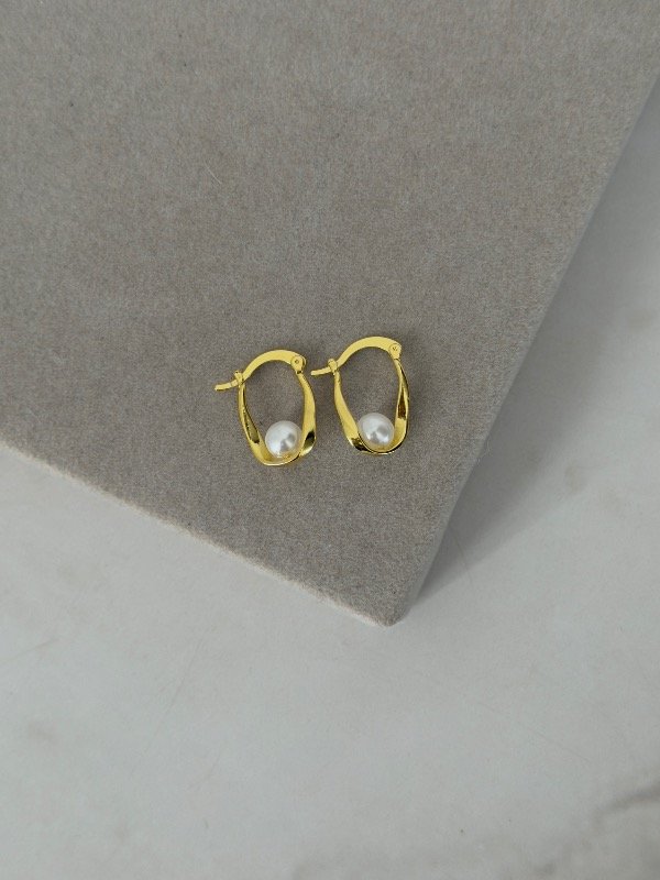 Producto - Argollas doradas cloe perla - 0