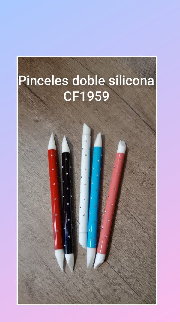 Producto - PINCELES X 5 SILICONA DOBLE PUNTA GRUESOS - CF1959