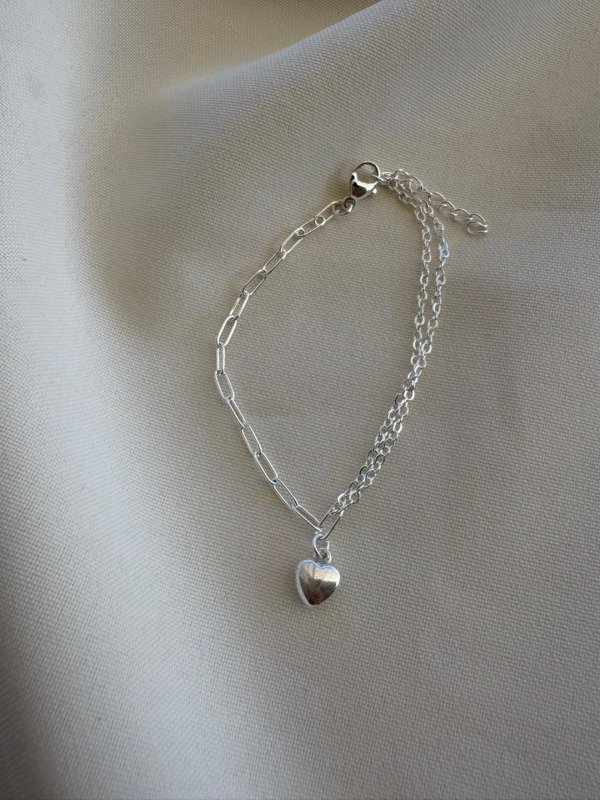 Producto - Pulsera combinada love 18 a 21cm - Acero blanco
