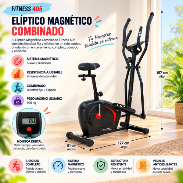 Producto - FITNESS 405 ELÍPTICO MAGNÉTICO C0MBINADO