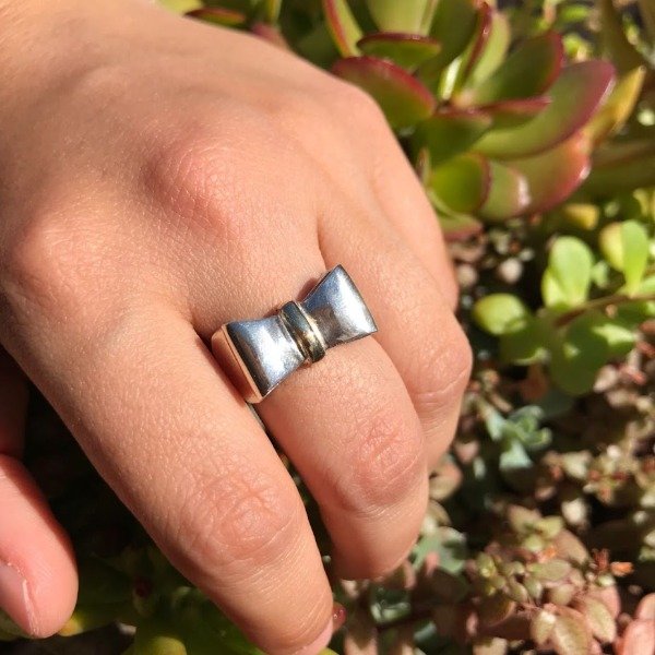Producto - Anillo Moño Plata Y Oro