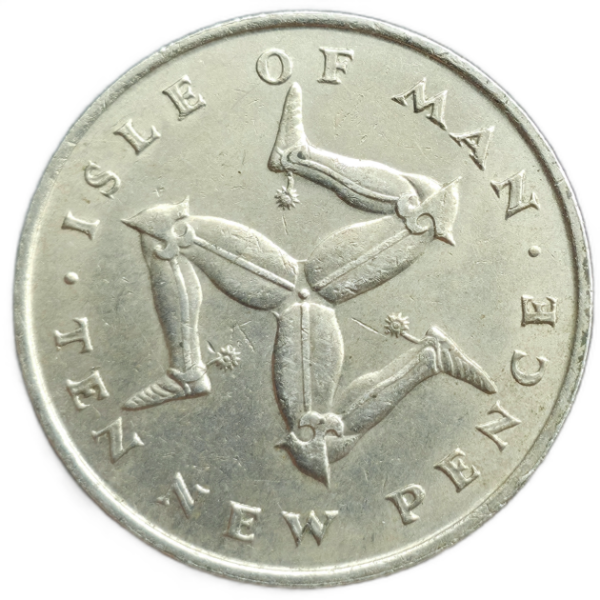 Producto - Isla de Man 10 Pence Triskelion Km#23 (1ra. de la serie) VF+