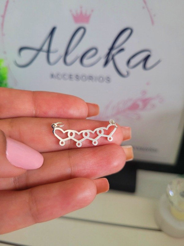 Producto - Dije percha corazones de acero blanco