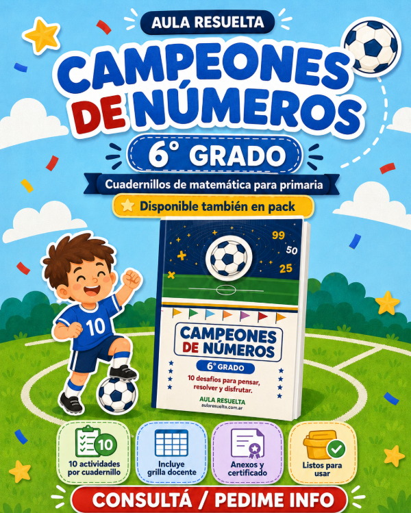 Producto - Campeones del números. Matemáticas para 6to grado.
