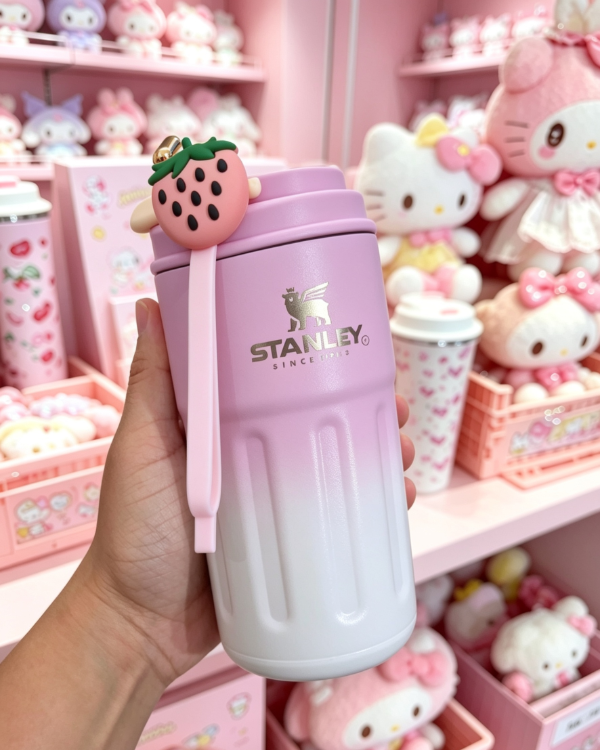 Producto - Vaso térmico degradé con agarre y detalle de fruta