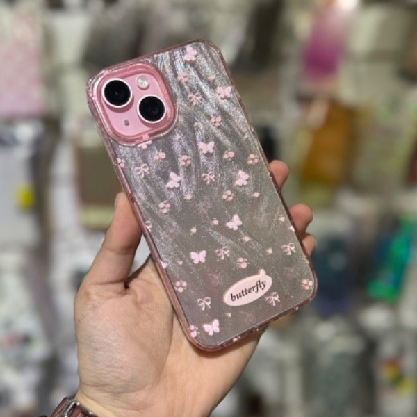 Producto - Case butterfly glitter tornasol