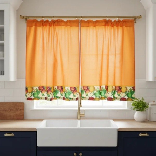 Producto - JUEGO DE CORTINAS NARANJA PARA BAJO MESADA CON GUARDA - 4