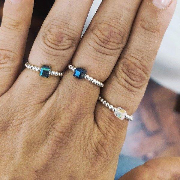 Producto - Anillo elastizado cubo cristal (#872)