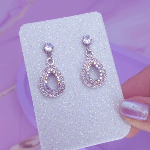 Producto - Aros pasante gota doble stras AQ