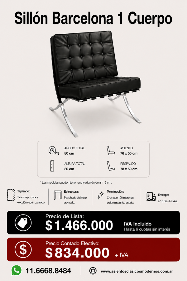 Producto - Sillón BARCELONA 1 Cuerpo, Planchuela Cromada, Tapizado Talampaya!!