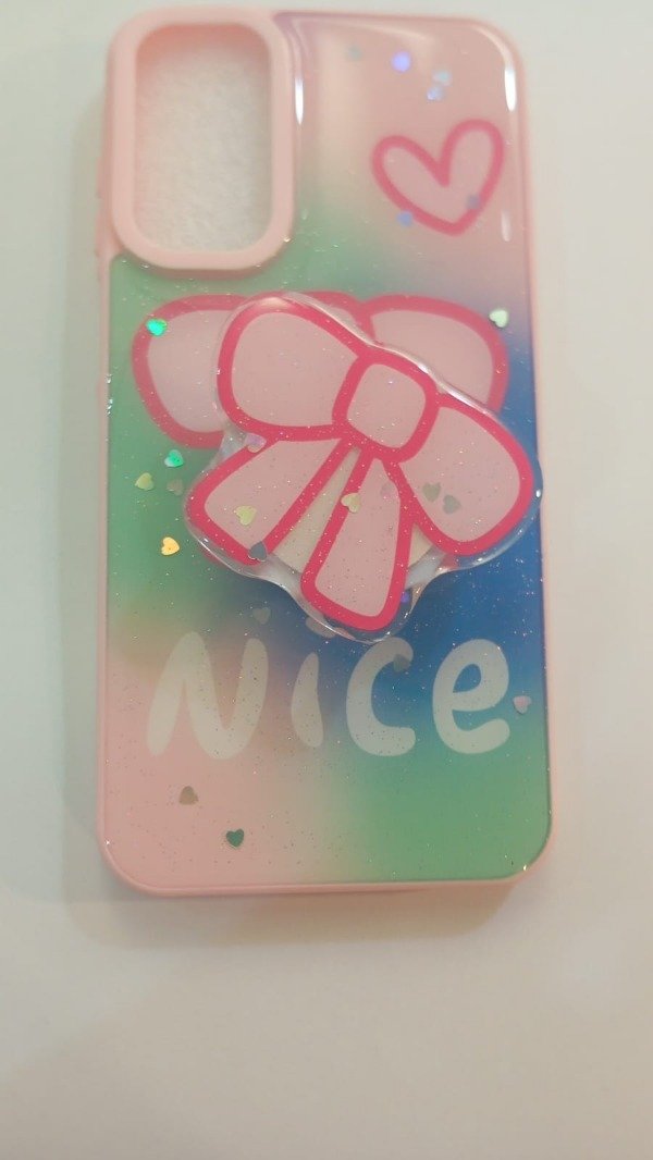 Producto - Funda con Glitter + Pop Socket Moño para Samsung A15