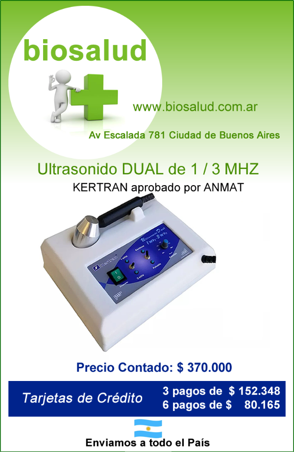 Producto - Ultrasonido DUAL, 1 Y 3 mhz Marca Kertan, Kinesiologia/Dermatología Cavitación