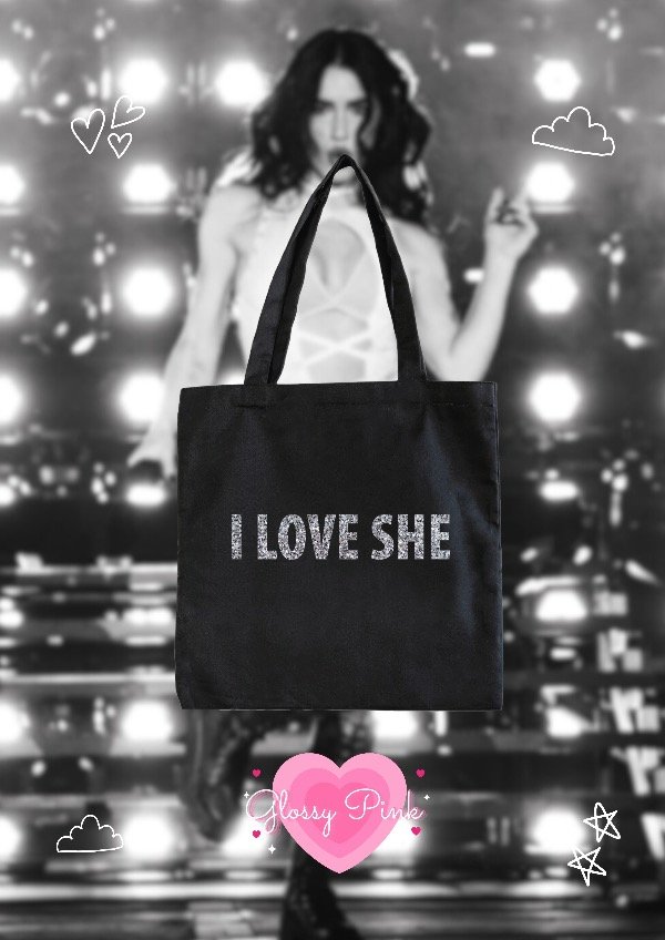 Producto - Tote bag I Love She - VINILO TEXTIL GLITTER