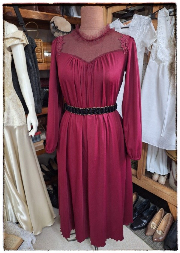 Producto - Vestido Jersey y tul Borravino Talle XL