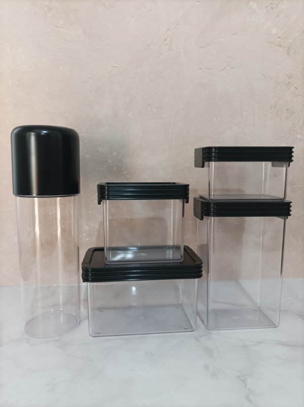 Producto - Set Acrilico Ovel Hermetico X5 Black