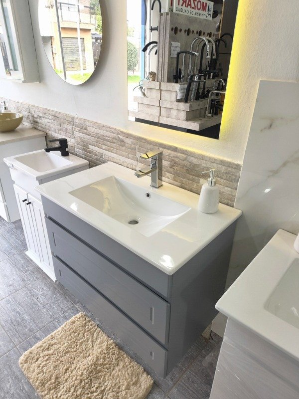 Producto - Vanitory de 80cm colgante gris - 4