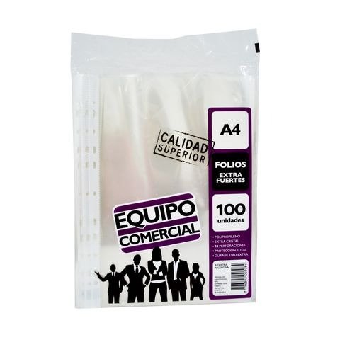 Producto - FOLIO A4 POLIPROPILENO EQUIPO COMERCIAL E/F 70 MICRONES X100 LUMA