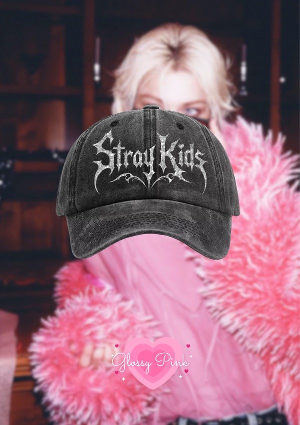 Producto - Gorra negra vintage Straykids - VINILO TEXTIL GLITTER
