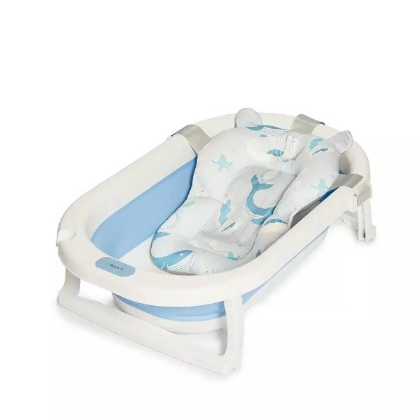 Producto - BAÑERA PLEGABLE CON REDUCTOR Y TERMOMETRO CELESTE