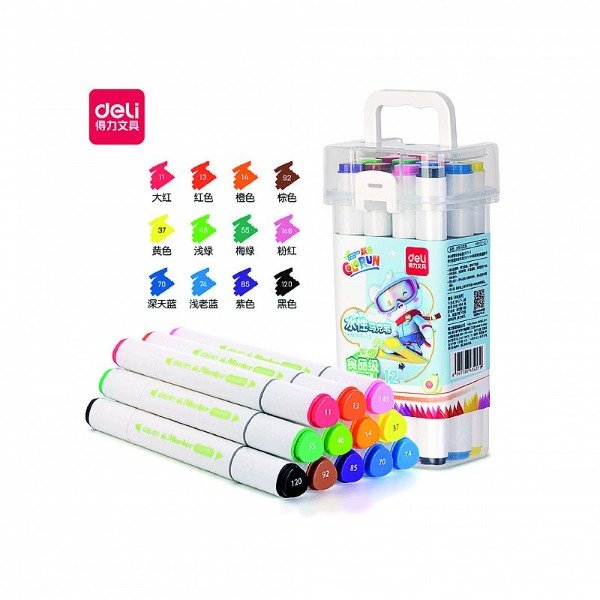 Producto - MARCADOR DELI SKETCH AL AGUA DOBLE PTA. BOX X 12 U.